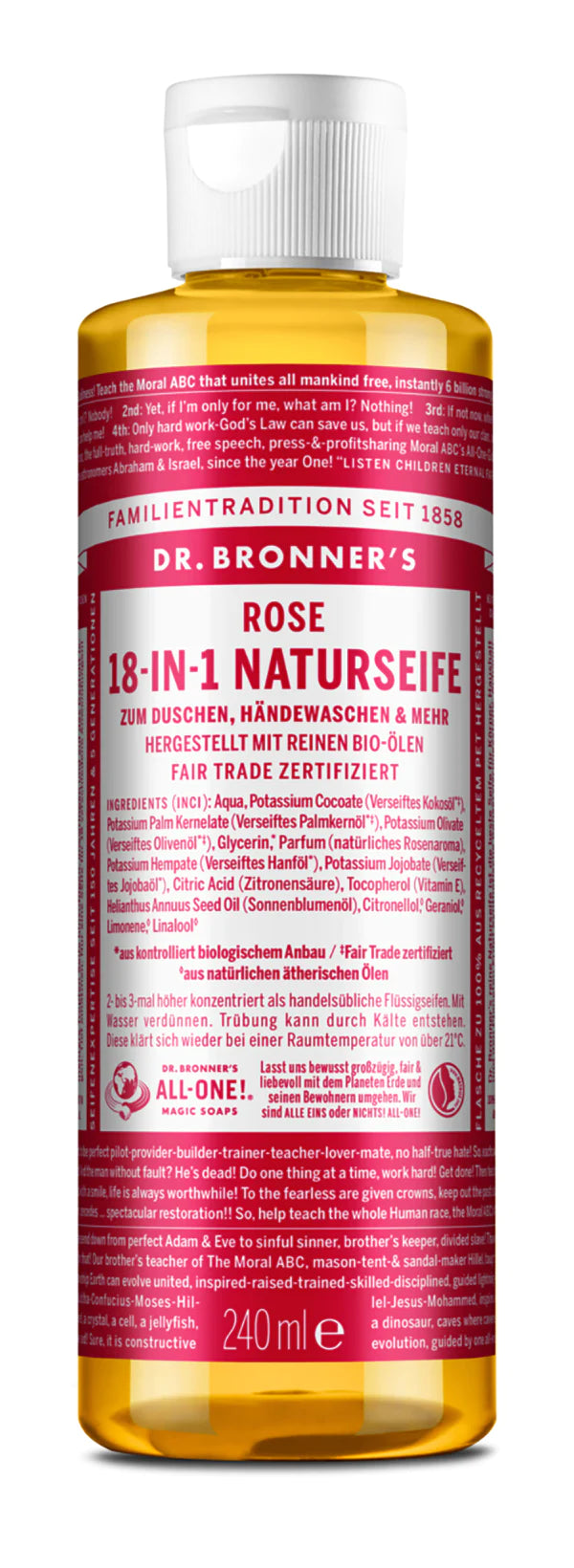Dr. Bronner - 18-IN-1 NATURSEIFE Rose 240 ml